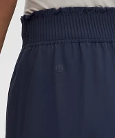 Stretch Woven Ruffle-Waist Wide-Leg Pant | Women's Pants