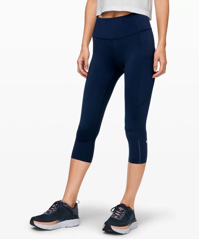 Lululemon Fast and Free Reflective High-Rise Crop 23 Pockets *Updated -  Black - lulu fanatics