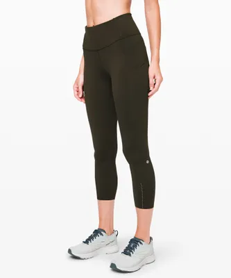 LULULEMON Fast and Free Hi-Rise Crop 19 (Black (Reflective), 2