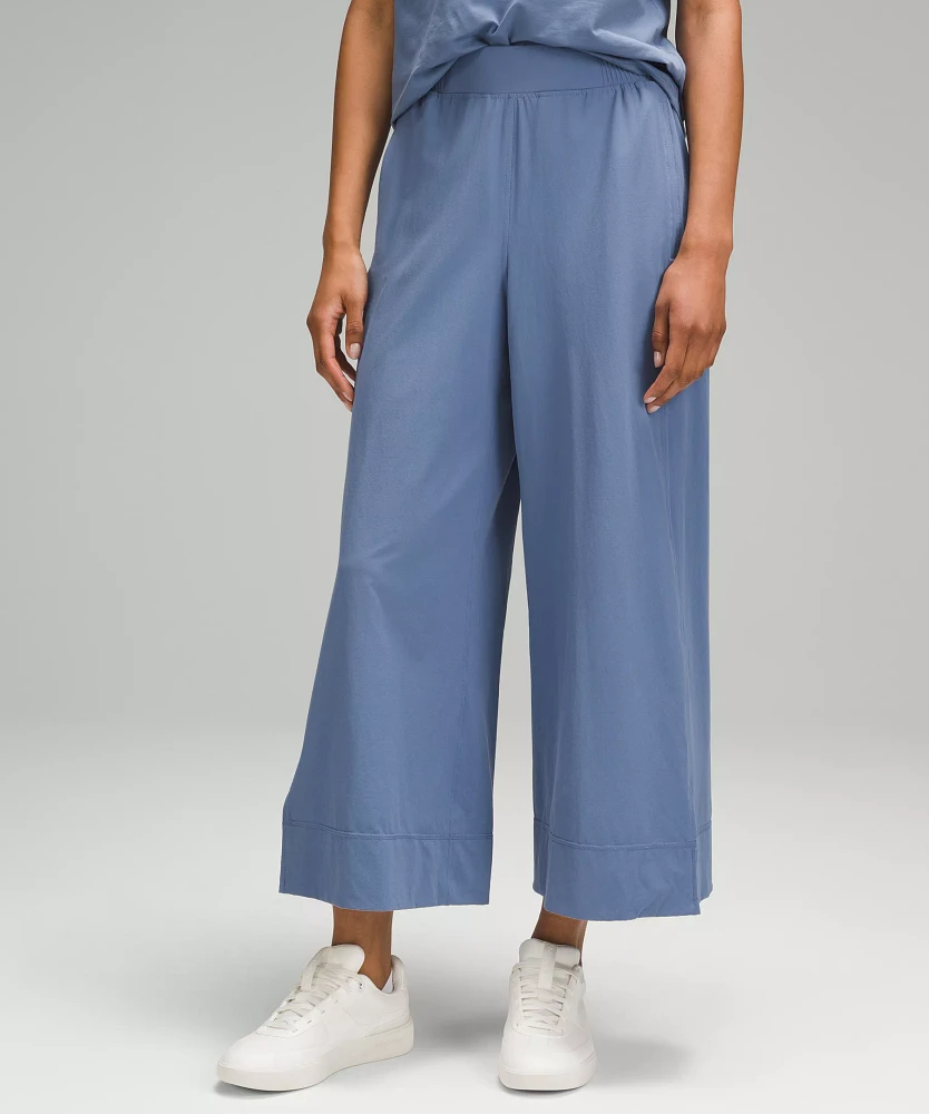 Stretch Woven Wide-Leg High-Rise Cropped Pant | Women's Capris