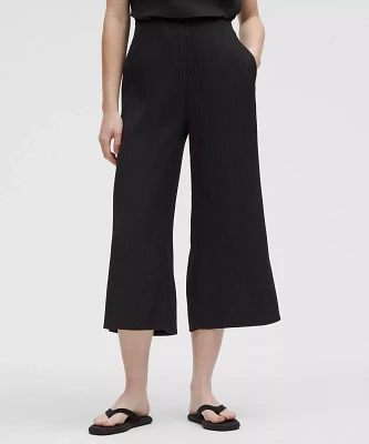 Pleated Stretch High-Rise Wide-Leg Cropped Pant | Women's Pants