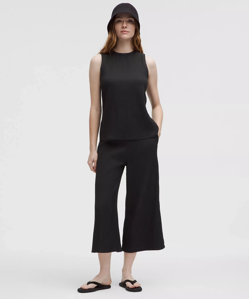Pleated Stretch High-Rise Wide-Leg Cropped Pant | Women's Pants