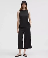 Pleated Stretch High-Rise Wide-Leg Cropped Pant | Women's Pants