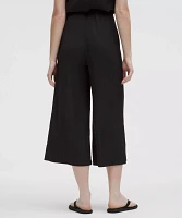 Pleated Stretch High-Rise Wide-Leg Cropped Pant | Women's Pants