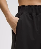 Stretch Woven Ruffle-Waist Wide-Leg Cropped Pant | Women's Capris
