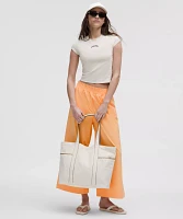 Stretch Woven Ruffle-Waist Wide-Leg Cropped Pant | Women's Capris