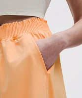 Stretch Woven Ruffle-Waist Wide-Leg Cropped Pant | Women's Capris