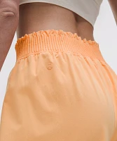 Stretch Woven Ruffle-Waist Wide-Leg Cropped Pant | Women's Capris