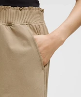Stretch Woven Ruffle-Waist Wide-Leg Cropped Pant | Women's Capris