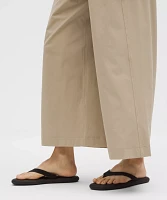 Stretch Woven Ruffle-Waist Wide-Leg Cropped Pant | Women's Capris