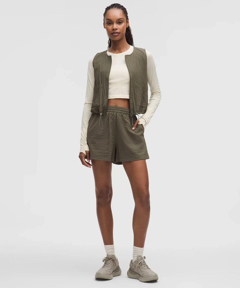 Grid-Texture Relaxed High-Rise Hiking Short 4" | Women's Shorts