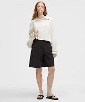 Stretch Woven Ruffle-Waist High-Rise Short 9" | Women's Shorts