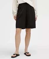 Stretch Woven Ruffle-Waist High-Rise Short 9" | Women's Shorts