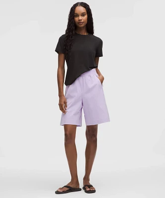 Stretch Woven Ruffle-Waist High-Rise Short 9" | Women's Shorts
