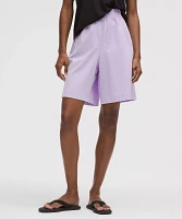 Stretch Woven Ruffle-Waist High-Rise Short 9" | Women's Shorts