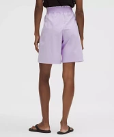 Stretch Woven Ruffle-Waist High-Rise Short 9" | Women's Shorts