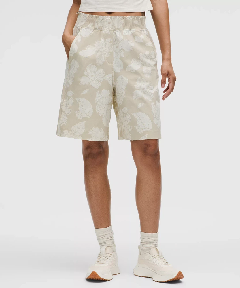 Stretch Woven Ruffle-Waist High-Rise Short 9" | Women's Shorts