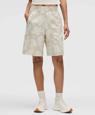 Stretch Woven Ruffle-Waist High-Rise Short 9" | Women's Shorts