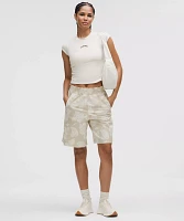 Stretch Woven Ruffle-Waist High-Rise Short 9" | Women's Shorts