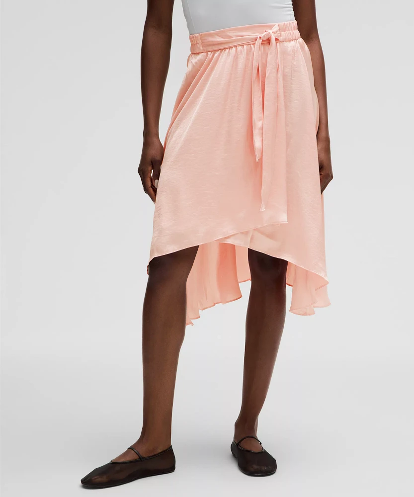 Midi-Length Satin Wrap Skirt | Women's Skirts