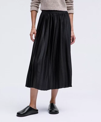 Satin Pleated Midi Skirt | Women's Skirts