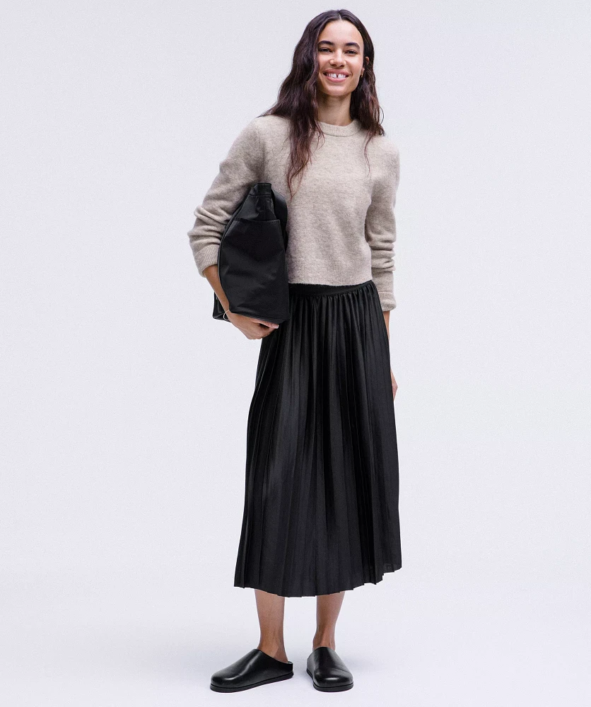 Satin Pleated Midi Skirt | Women's Skirts