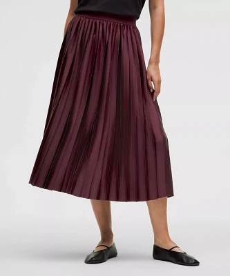 Satin Pleated Midi Skirt | Women's Skirts