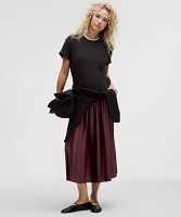 Satin Pleated Midi Skirt | Women's Skirts