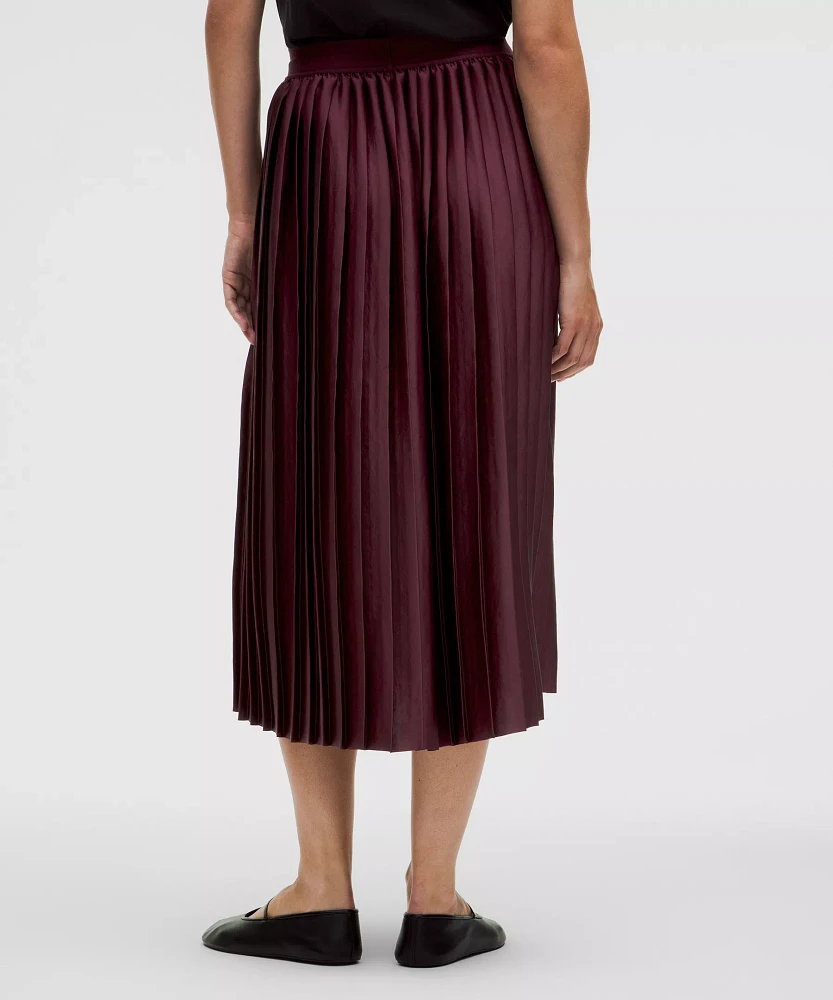 Satin Pleated Midi Skirt | Women's Skirts