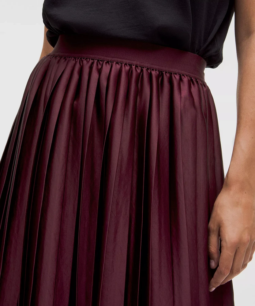 Satin Pleated Midi Skirt | Women's Skirts