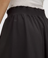 Stretch Woven Ruffle-Waist Midi Skirt | Women's Skirts