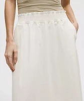 Stretch Woven Ruffle-Waist Midi Skirt | Women's Skirts