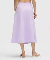 Stretch Woven Ruffle-Waist Midi Skirt | Women's Skirts