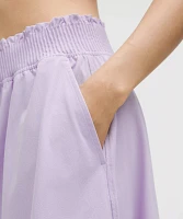 Stretch Woven Ruffle-Waist Midi Skirt | Women's Skirts