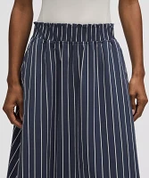 Stretch Woven Ruffle-Waist Midi Skirt | Women's Skirts