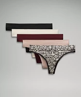 UnderEase Mid-Rise Thong Underwear *5 Pack | Women's