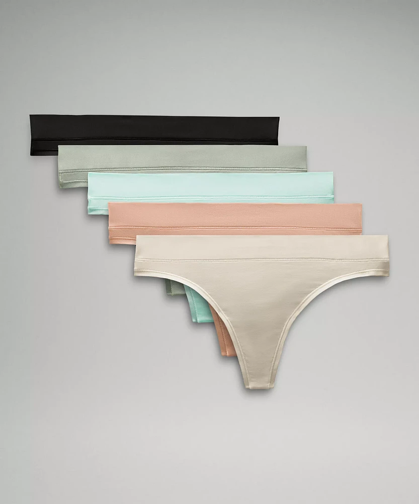 UnderEase Mid-Rise Thong Underwear *5 Pack | Women's