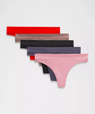 UnderEase Mid-Rise Thong Underwear *5 Pack | Women's