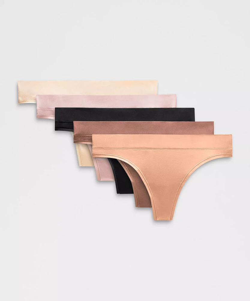 UnderEase Mid-Rise Thong Underwear *5 Pack | Women's