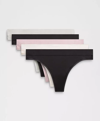 UnderEase Mid-Rise Thong Underwear *5 Pack | Women's