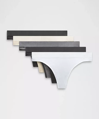 UnderEase Mid-Rise Thong Underwear *5 Pack | Women's