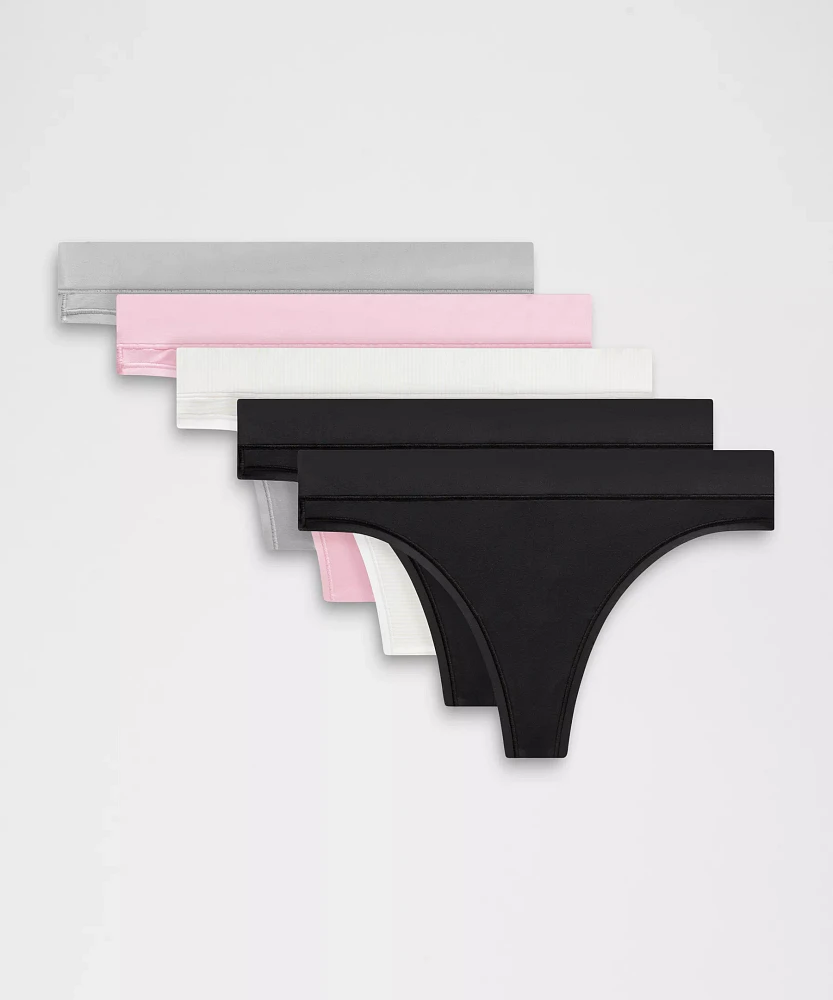 UnderEase Mid-Rise Thong Underwear *5 Pack | Women's