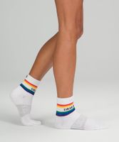 Women's Daily Stride Mid-Crew Sock Stripe lululemon *Wordmark | Socks