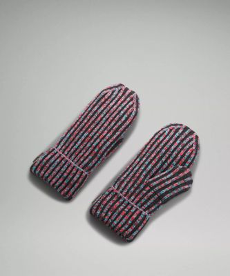 Women's Textured Fleece-Lined Knit Mittens | Accessories