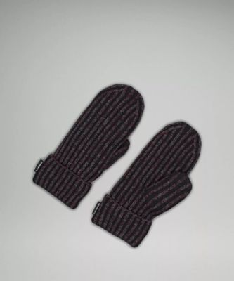 Women's Textured Fleece-Lined Knit Mittens | Accessories