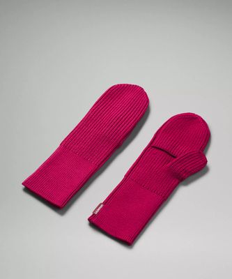 Women's Ribbed Merino Wool-Blend Knit Mittens | Accessories