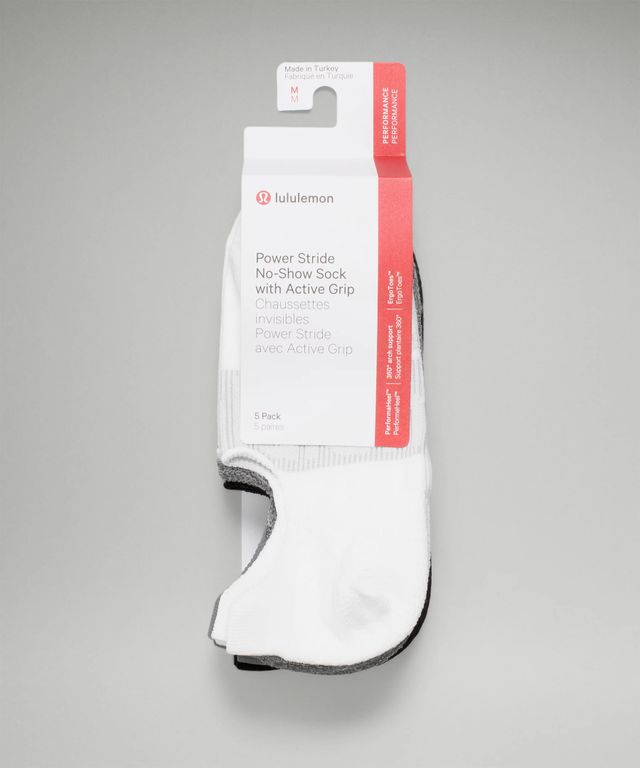 Lululemon athletica Women's Power Stride No-Show Sock with Active Grip 5  Pack *Online Only, Socks