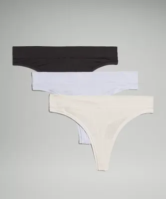UnderEase Mid-Rise Ribbed Thong Underwear 3 Pack | Women's