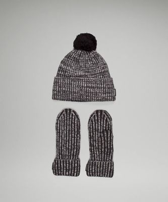 Women's Textured Fleece-Lined Knit Cozy Set *Online Only | Hats