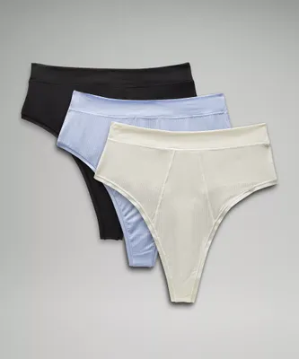 UnderEase Ribbed High-Waist Thong Underwear *3 Pack | Women's
